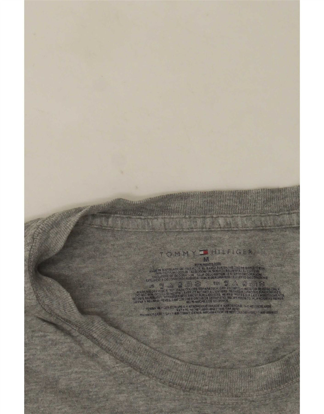 Tommy Hilfiger Herren-T-Shirt-Oberteil aus mittelgrau gefleckter Baumwolle