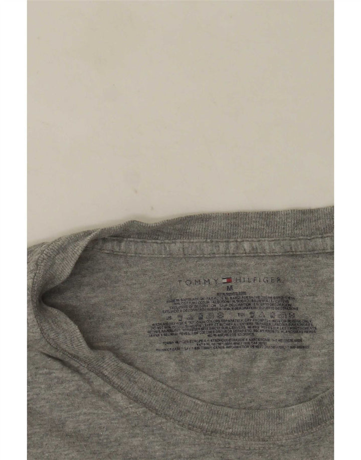 Tommy Hilfiger Herren-T-Shirt-Oberteil aus mittelgrau gefleckter Baumwolle
