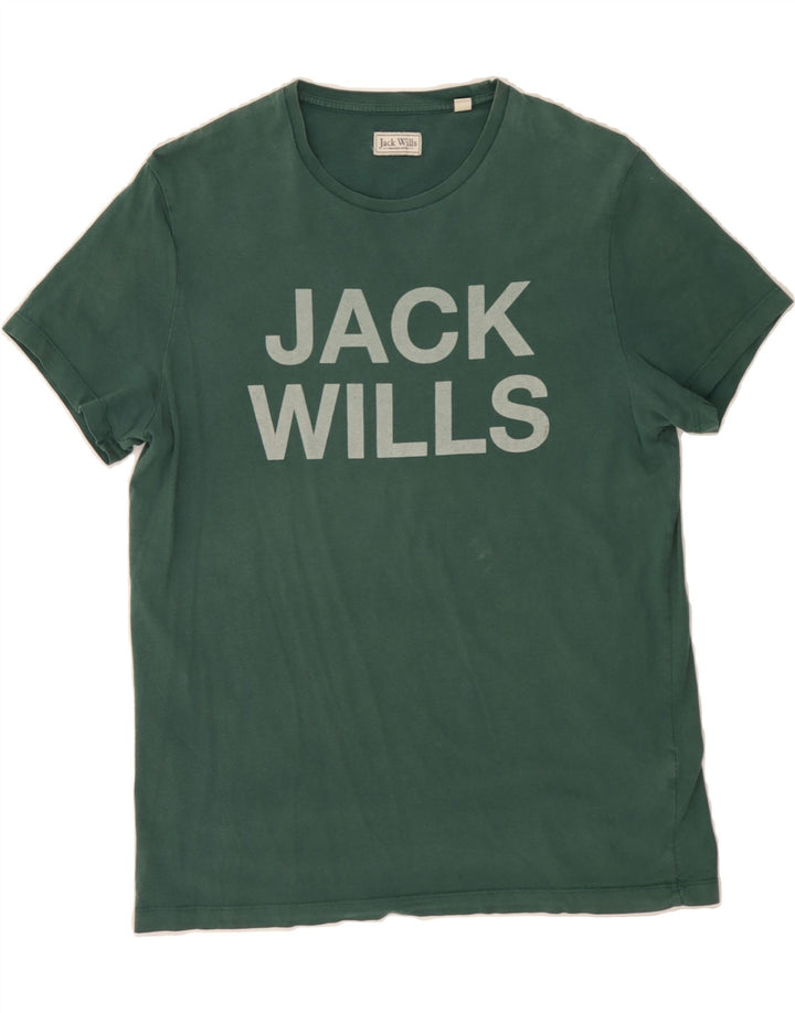 JACK WILLS Mens Graphic T-Shirt Top Small Green Cotton Vintage Jack Wills and Second-Hand Jack Wills from Messina Hembry 