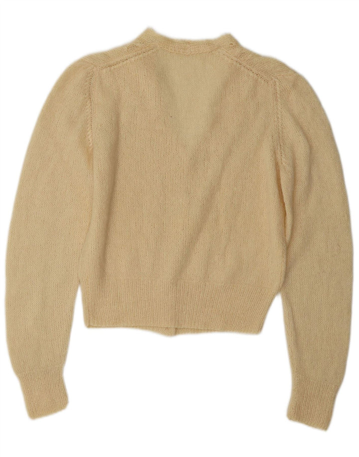 Vintage Damen Cardigan Pullover UK 12 Medium Off White
