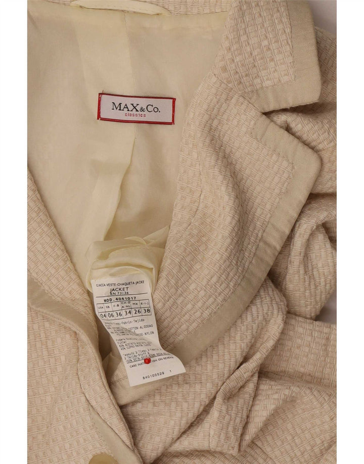 Max & Co. Damen 3-Knopf-Blazerjacke UK 6 XS Beige Baumwolle