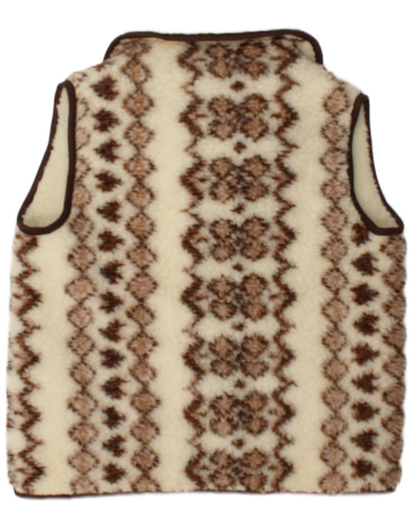 Vintage Damen Sherpa Gilet IT 48 XL Off White Fair Isle Wolle