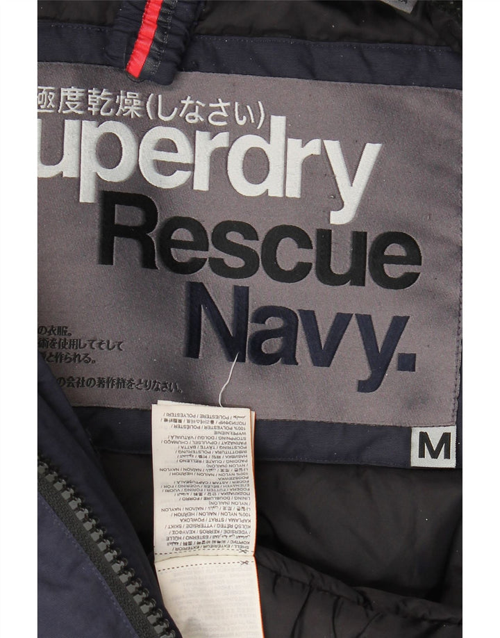 Superdry Herren-Mantel mit Kapuze, gepolstert, UK 38, mittelmarineblaues Nylon