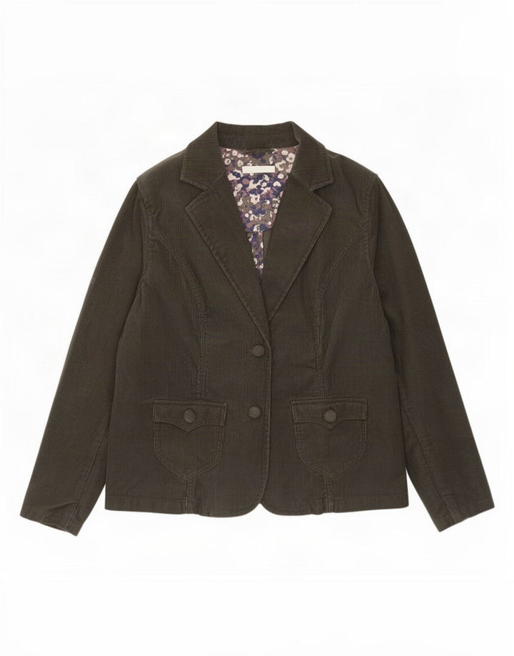 Marks & Spencer Damen-Blazer aus Cord mit 2 Knöpfen, Gr. 16, Khaki