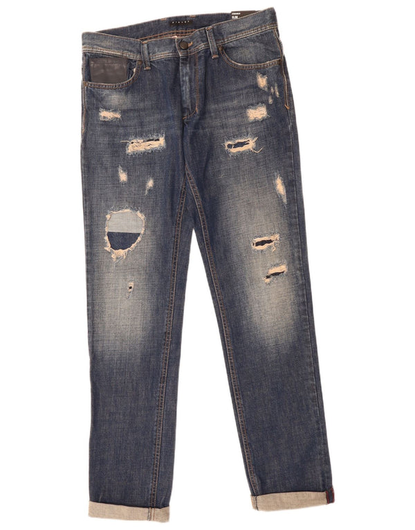 Sisley Damen Stockholm Distressed Slim Jeans W32 L34 Blaue Baumwolle