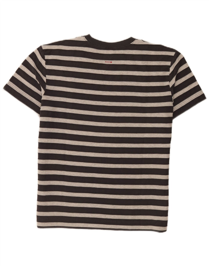 Hugo Boss Herren-T-Shirt mit Grafik, mittelgrau, gestreift, Baumwolle