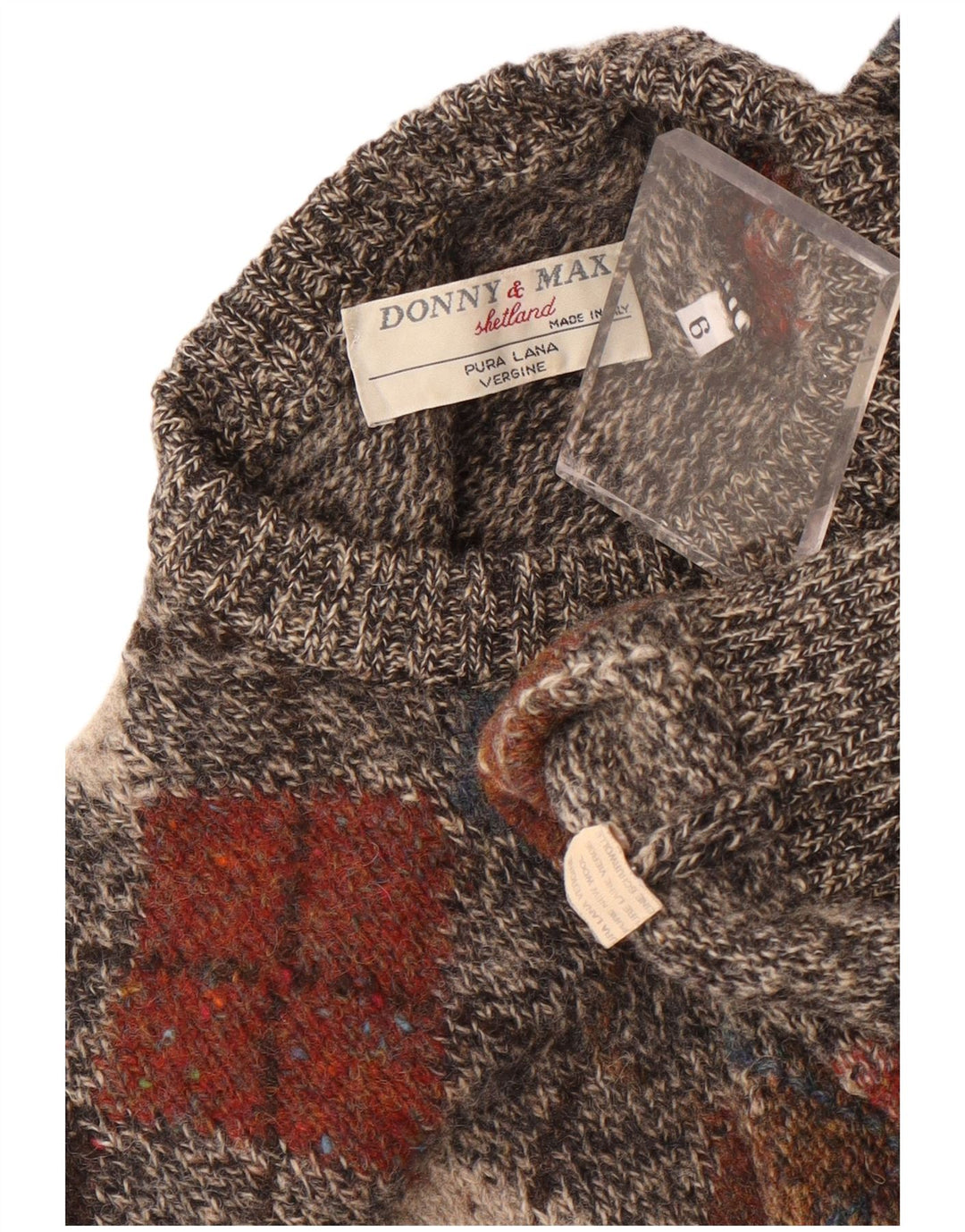 Donny & Max Herren-Pullover mit Rundhalsausschnitt, groß, graue Argyle-/Diamantwolle