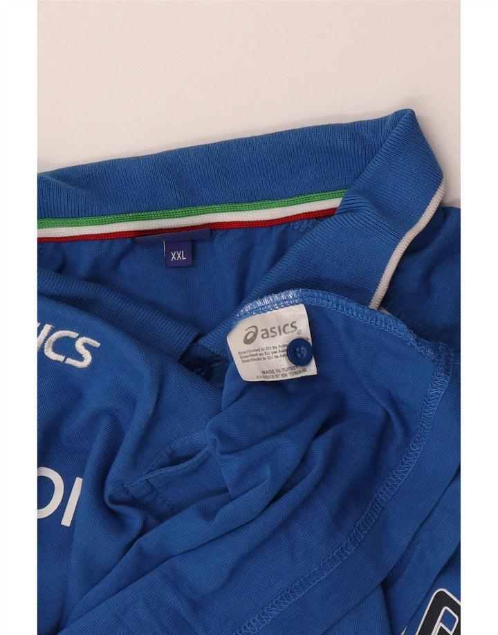 Asics Herren Italia Graphic Poloshirt 2XL Blaue Baumwolle