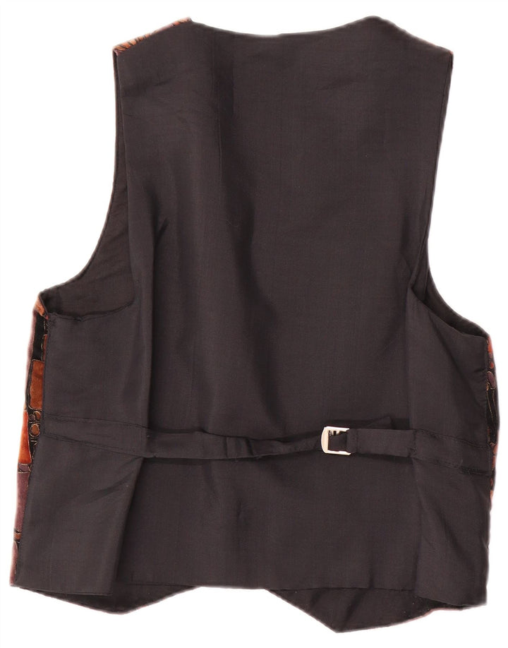 Vintage Herrenweste, groß, braun, Patchwork-Polyester