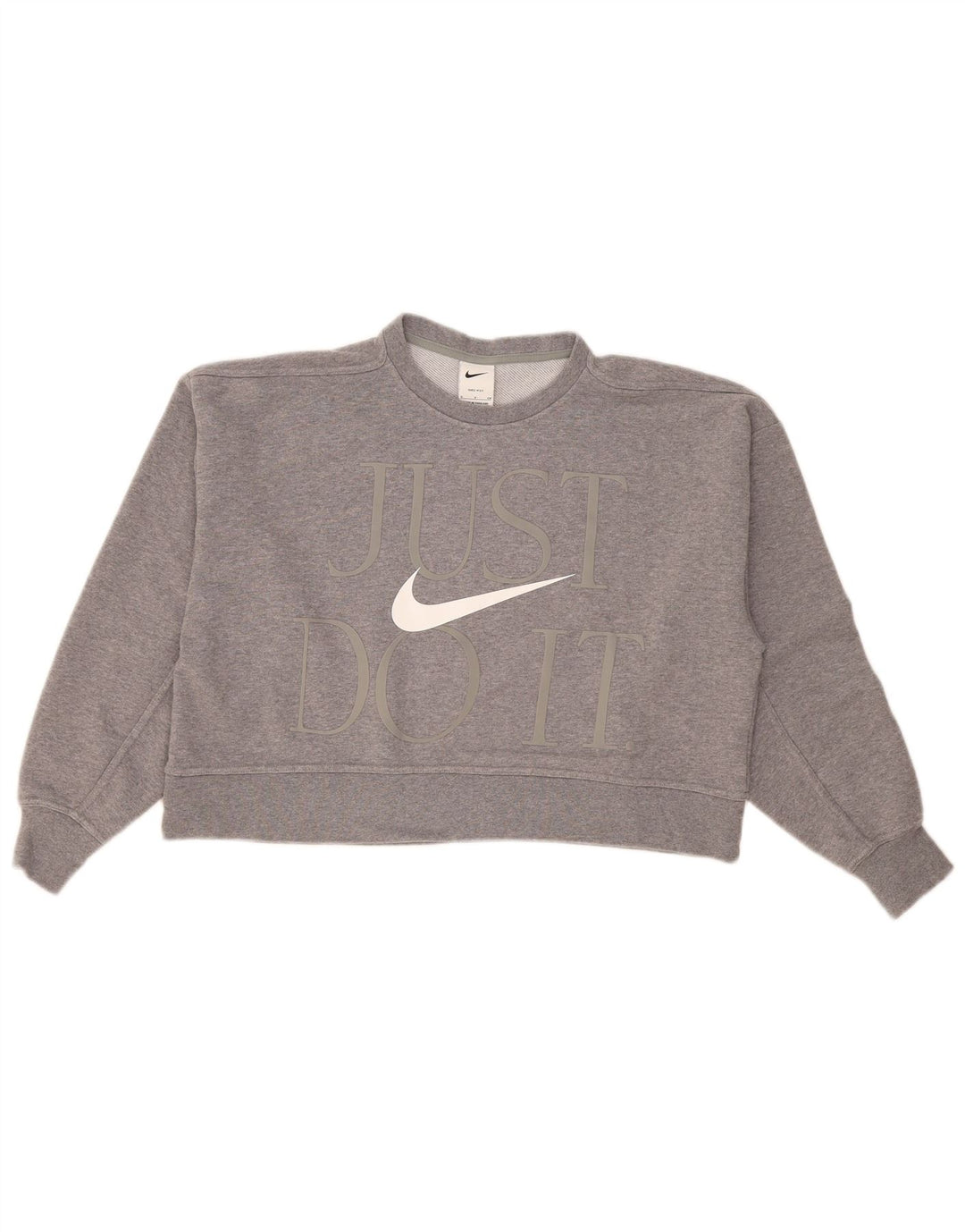 Nike Womens Crop Graphic Oversized Sweatshirt Pullover UK 10 Small Grau