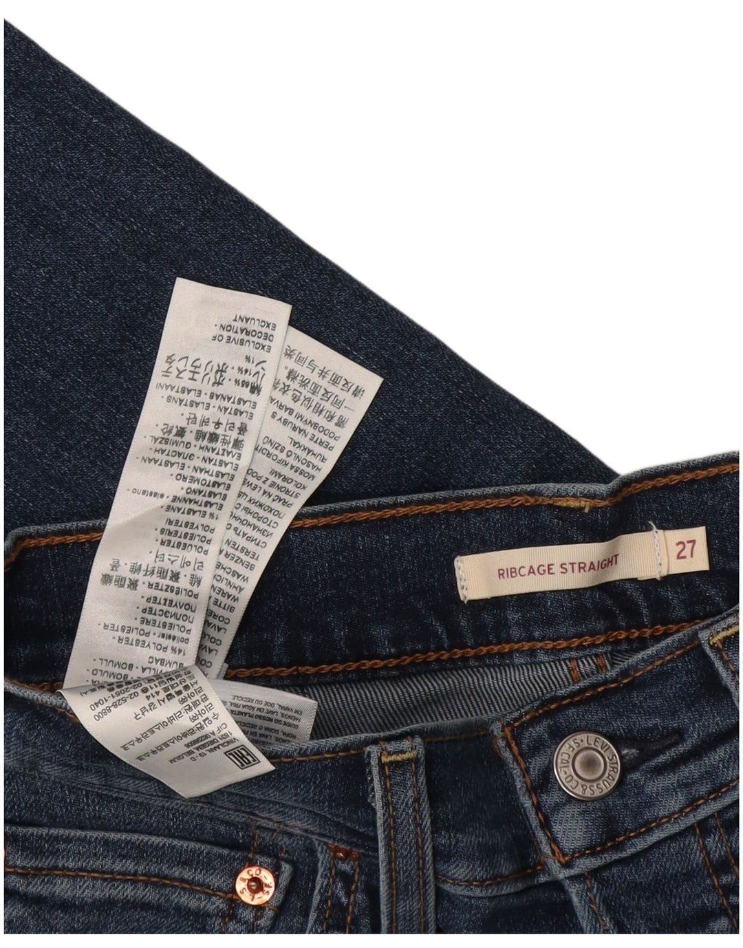 Levi's Damen Ribcage Straight Jeans W27 L29 Blaue Baumwolle