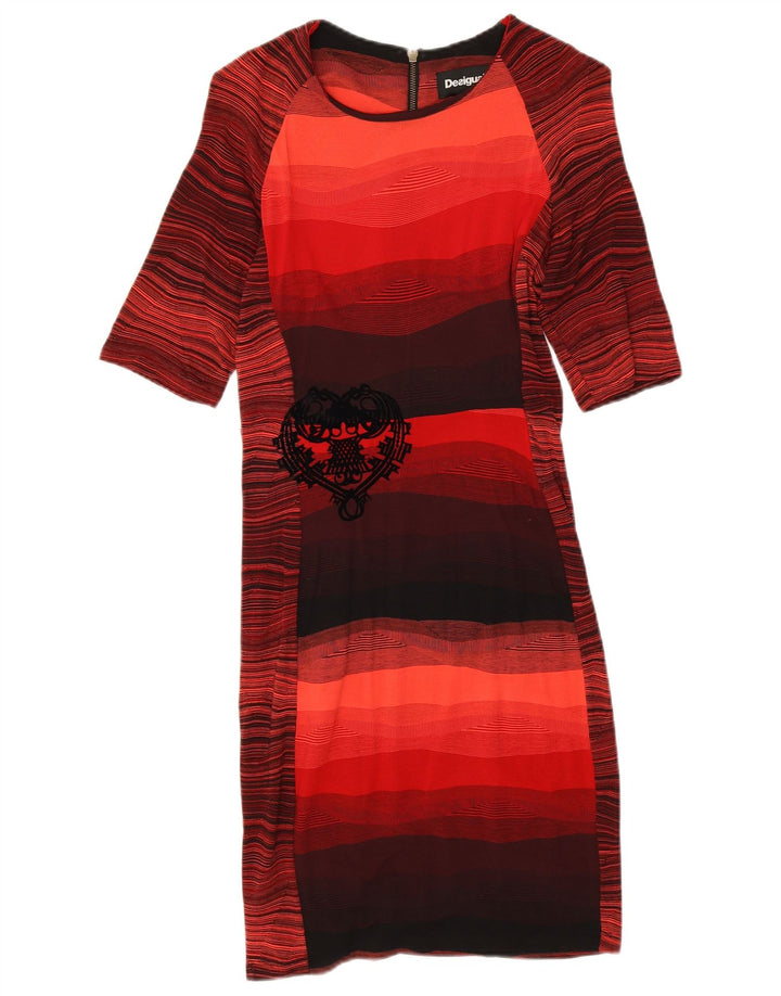 Desigual Damen Etuikleid UK 10 Small Rot gestreift