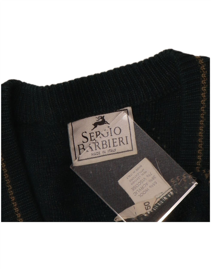 Sergio Barbieri Herren-Pullover mit V-Ausschnitt IT 50 Mittelgrün