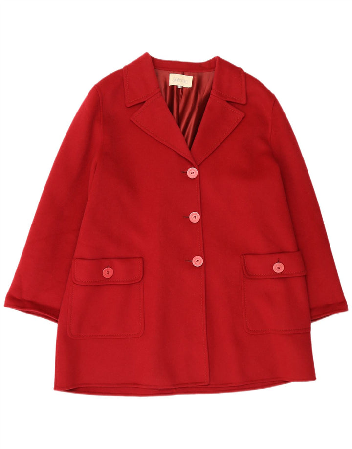 Vintage Damen Übergroßer Mantel IT 53 2XL Rote Wolle
