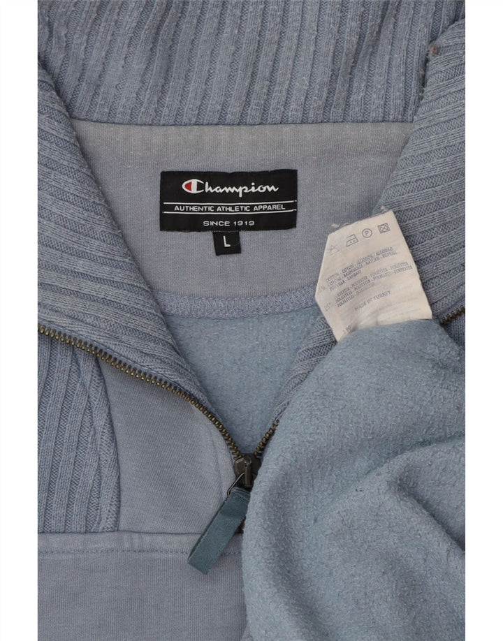 CHAMPION Herren-Sweatshirt mit Reißverschluss am Hals, groß, aus blauer Baumwolle