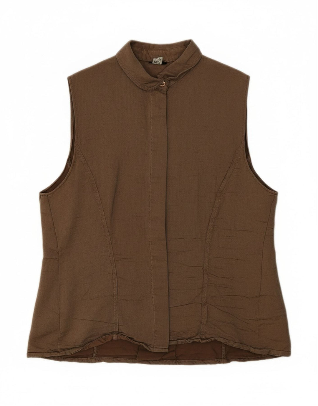 VINTAGE Womens Sleeveless Shirt US 10 Large Brown
