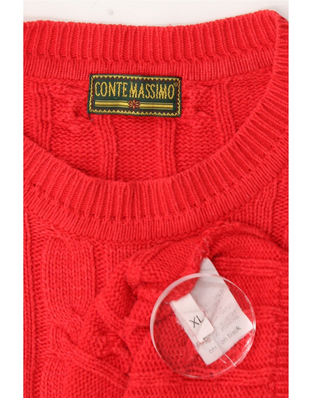CONTE MASSIMO Herren-Pullover mit Rundhalsausschnitt, XL, rote Baumwolle