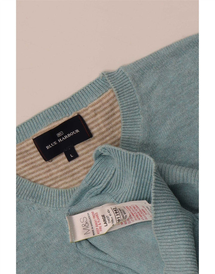Marks & Spencer Herren-Pullover „Harbor“ mit Rundhalsausschnitt, Blau, Größe L, Blau