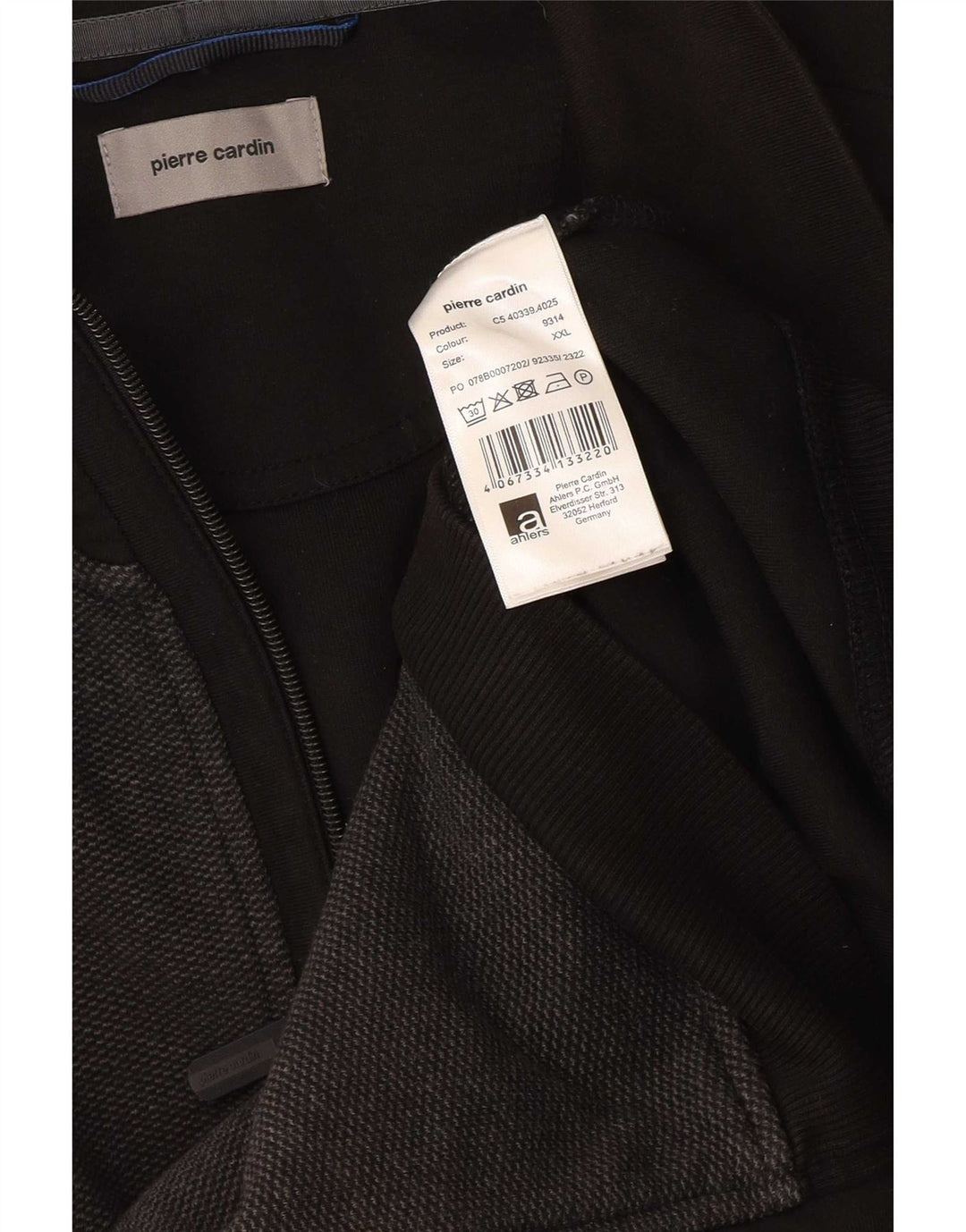 Pierre Cardin Herren-Trainingsanzug-Oberteil, Jacke, 2XL, graue Farbblock-Baumwolle