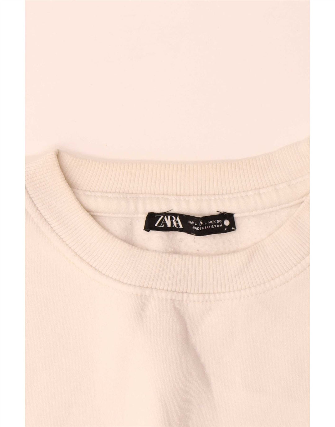 Zara Herren-Sweatshirt-Pullover, groß, cremefarbene Baumwolle