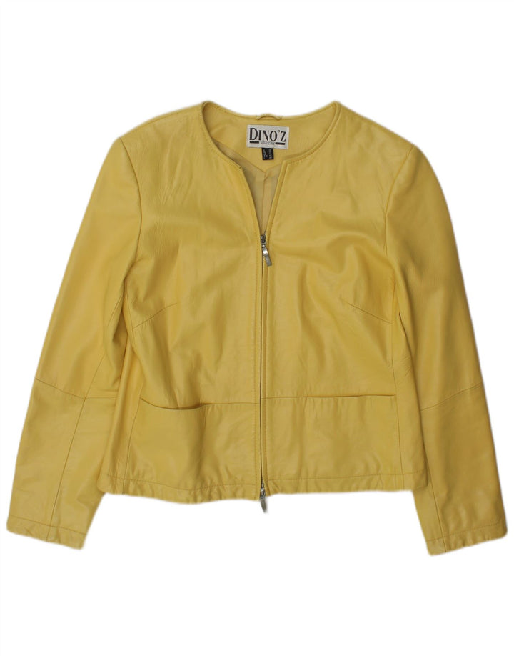 DINO' Z Damen-Lederjacke mit Reißverschluss, UK 12, mittelgelbes Leder