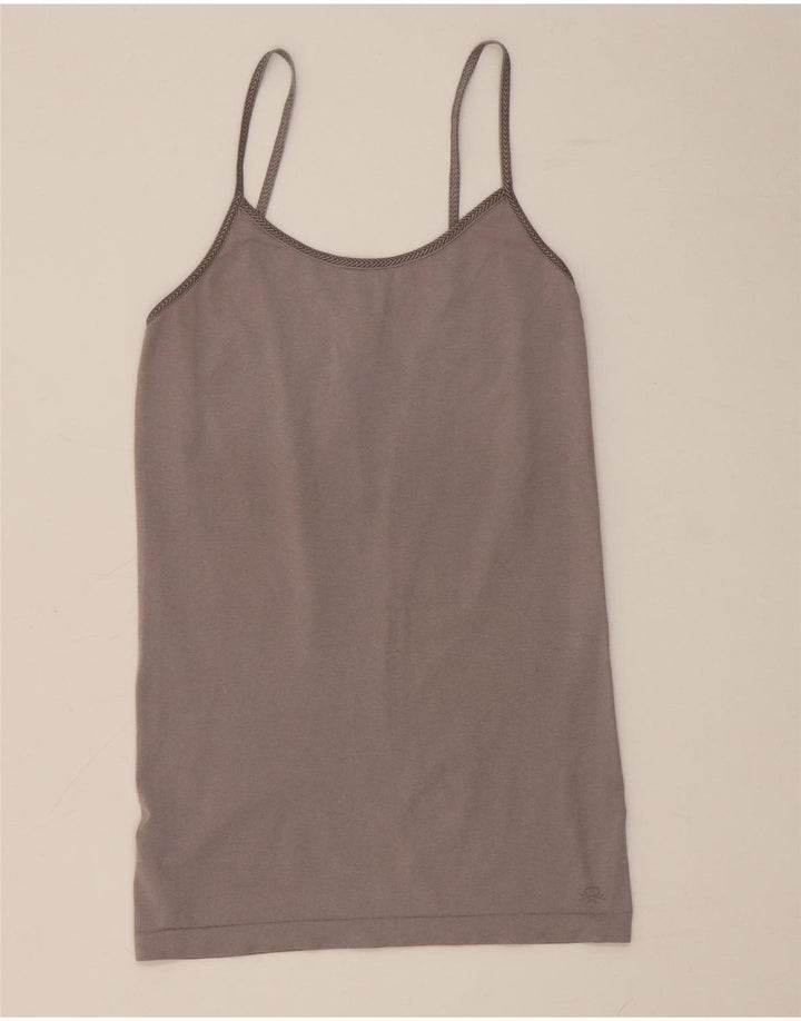 Benetton Damen Crop Cami Top UK 8 Small Grau Polyamid