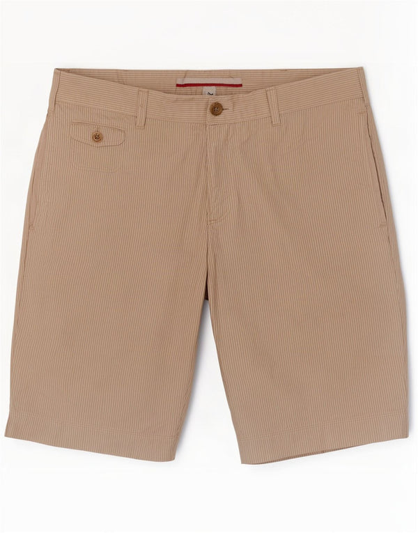 Cerruti Herren-Chinoshorts W36, große beige Nadelstreifen-Baumwolle