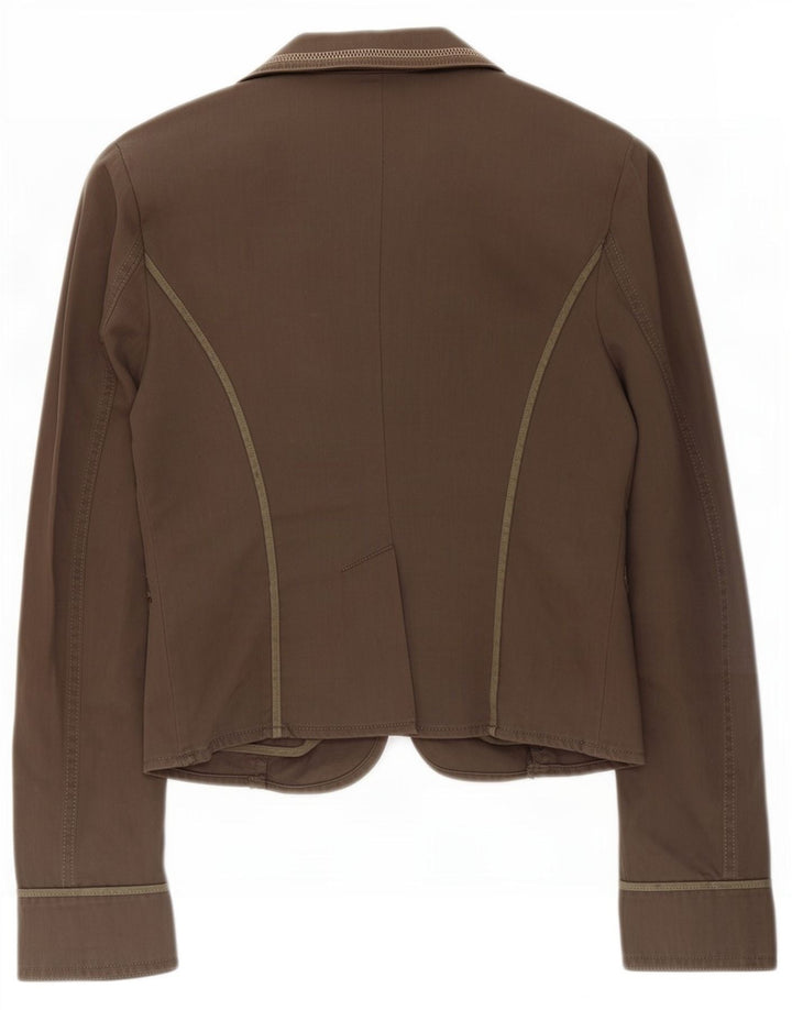 Max & Co. Damen-Blazerjacke mit 3 Knöpfen, Größe S, Khaki, Baumwolle