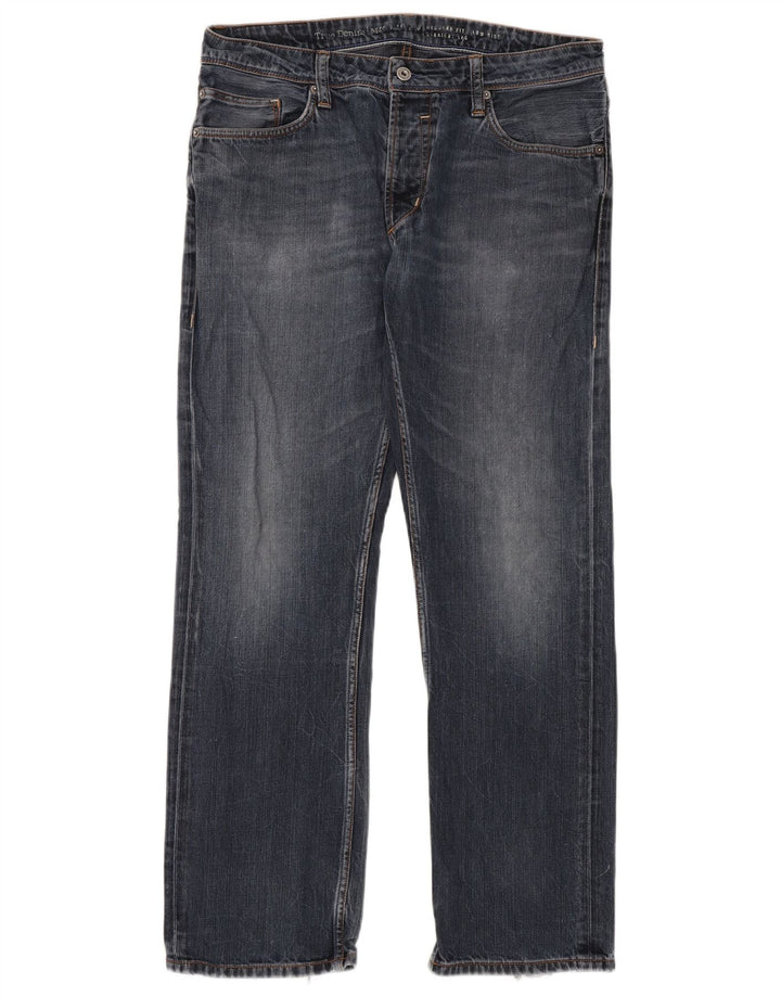 Mustang Herren Straight Jeans W34 L32 Blaue Baumwolle