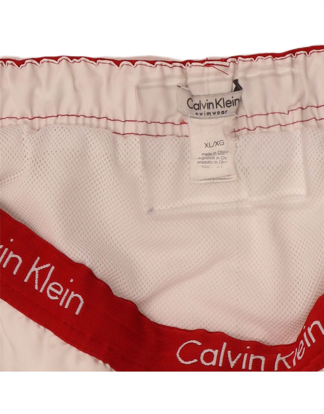 CALVIN KLEIN Mens Graphic Swimming Shorts XL  White Colourblock Polyester