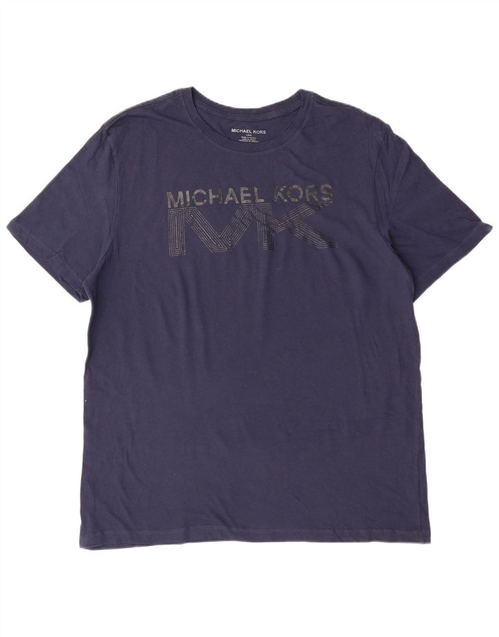 Michael Kors Herren-T-Shirt mit grafischem Motiv, groß, marineblau, Baumwolle