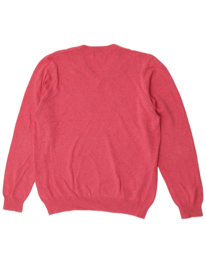 Marks & Spencer Herren-Pullover mit V-Ausschnitt, groß, rosa Baumwolle