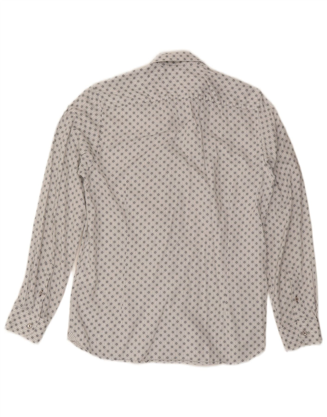Ted Baker Herrenhemd Größe 3 Mittelweiße geometrische Baumwolle