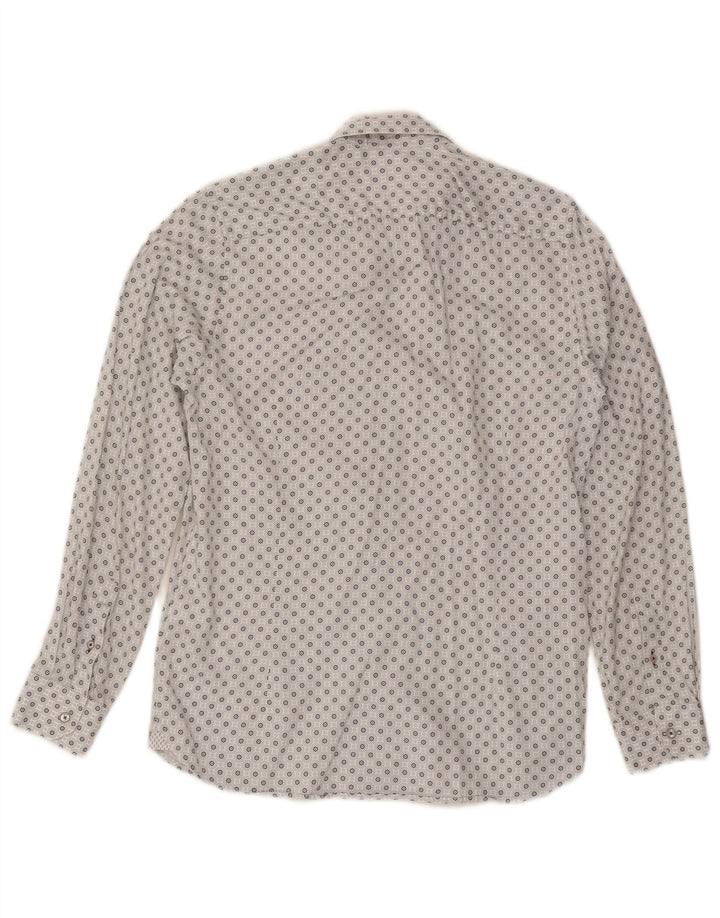 Ted Baker Herrenhemd Größe 3 Mittelweiße geometrische Baumwolle