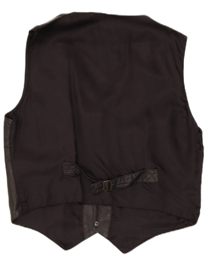 Vintage Herren Lederweste IT 50 Großes schwarzes Leder