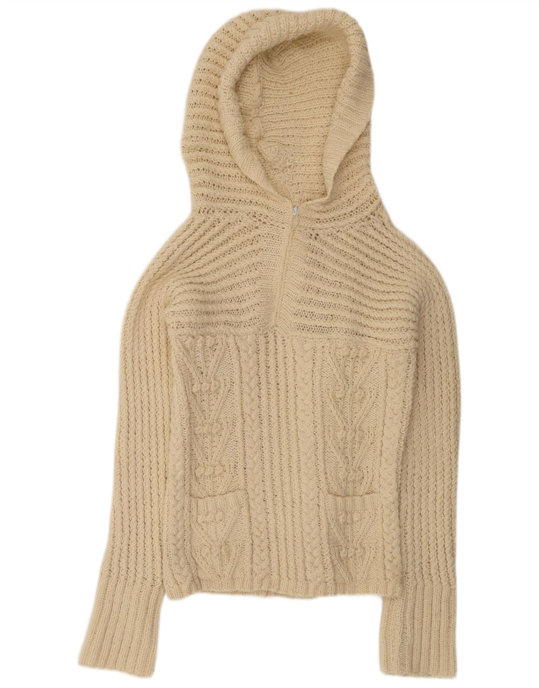 Vintage Damen Kapuzenpullover UK 14 Medium Beige