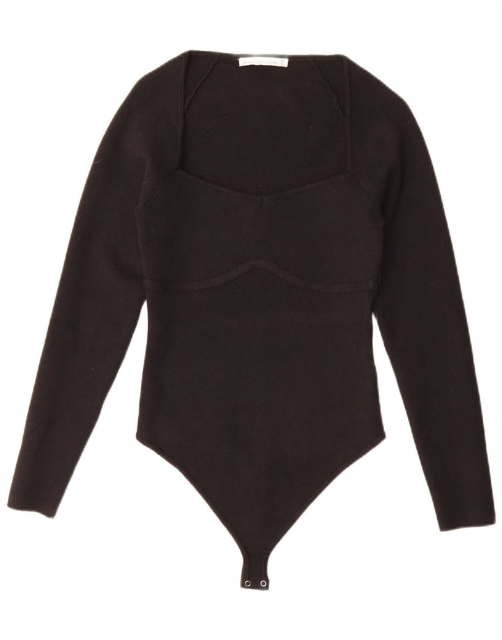 Abercrombie & Fitch Damen Langarm-Body UK 12 Medium Schwarz