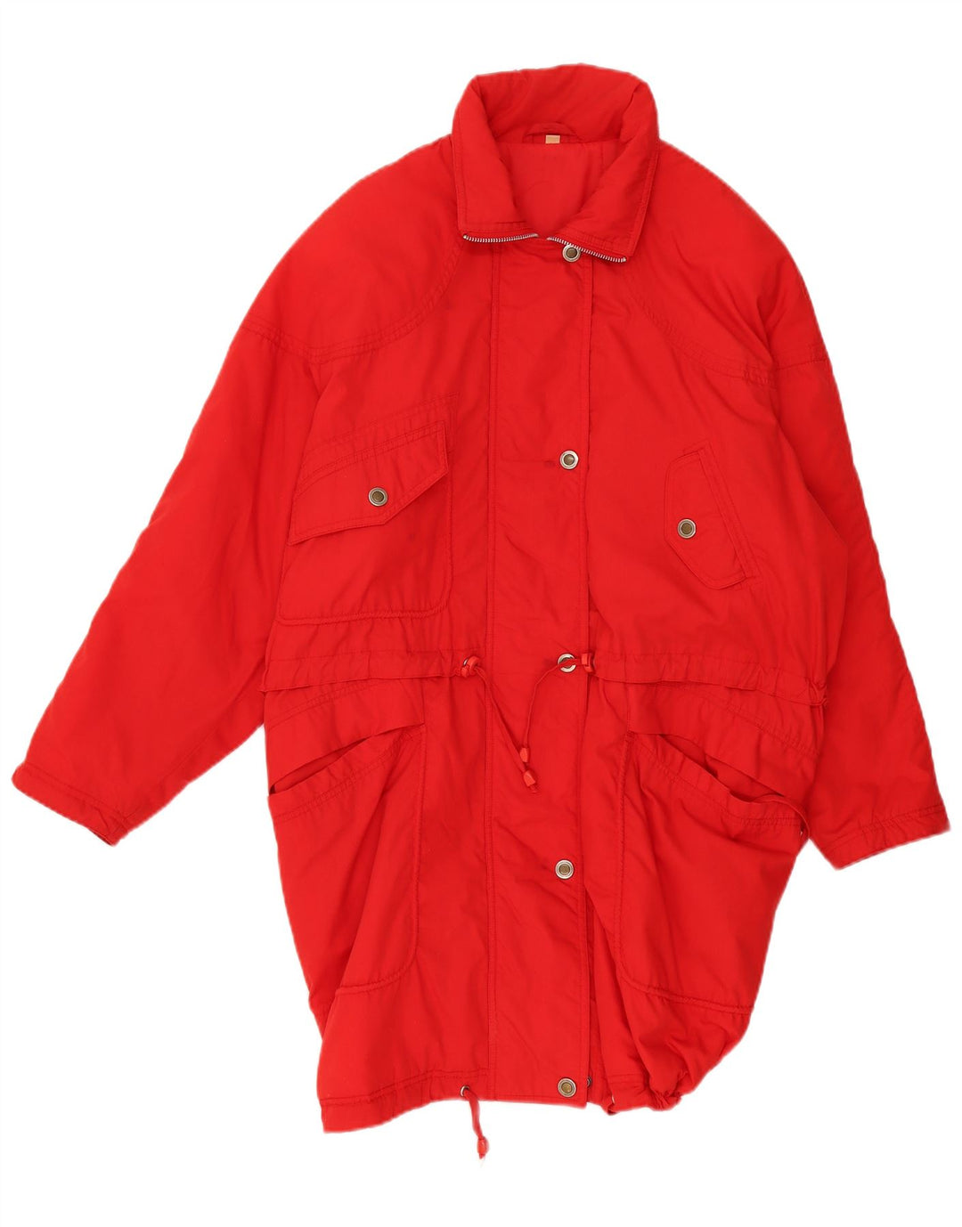 Vintage Damen Gepolsterter Mantel UK 22 3XL Rot Polyester