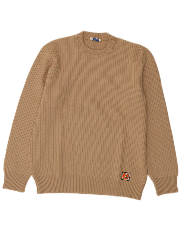 VINTAGE Damen-Pullover mit Rundhalsausschnitt, UK 16, große beige Wolle