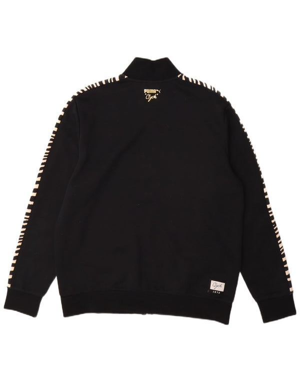 PUMA Herren Clyde Trainingsanzug Top Jacke Großes schwarzes Polyester mit Animal-Print