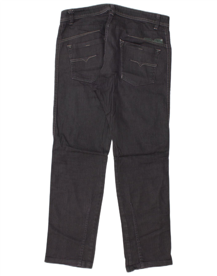 DIESEL Herren Straight Jeans W33 L30 Graue Baumwolle