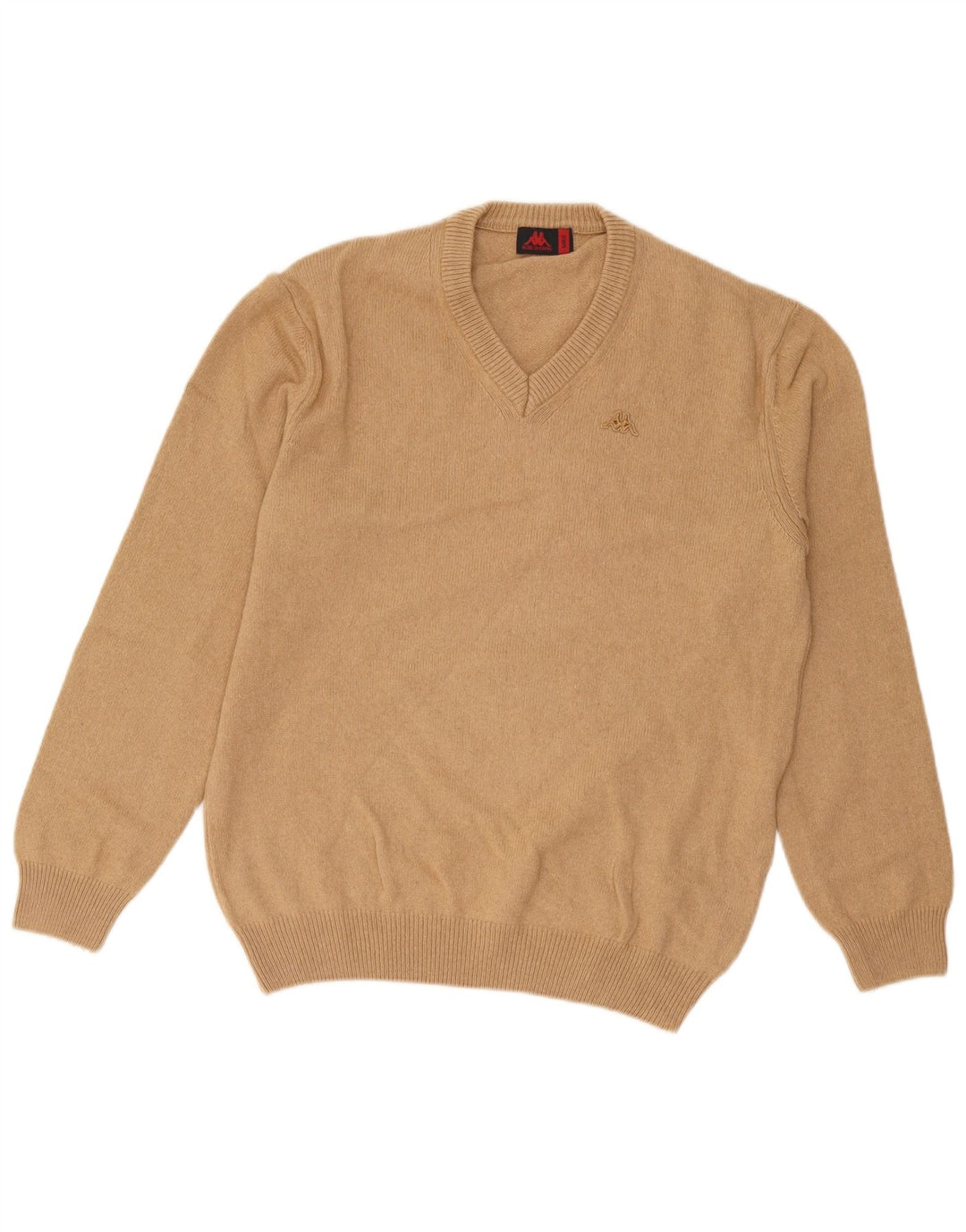 Kappa Herren-Pullover mit V-Ausschnitt, groß, braune Baumwolle