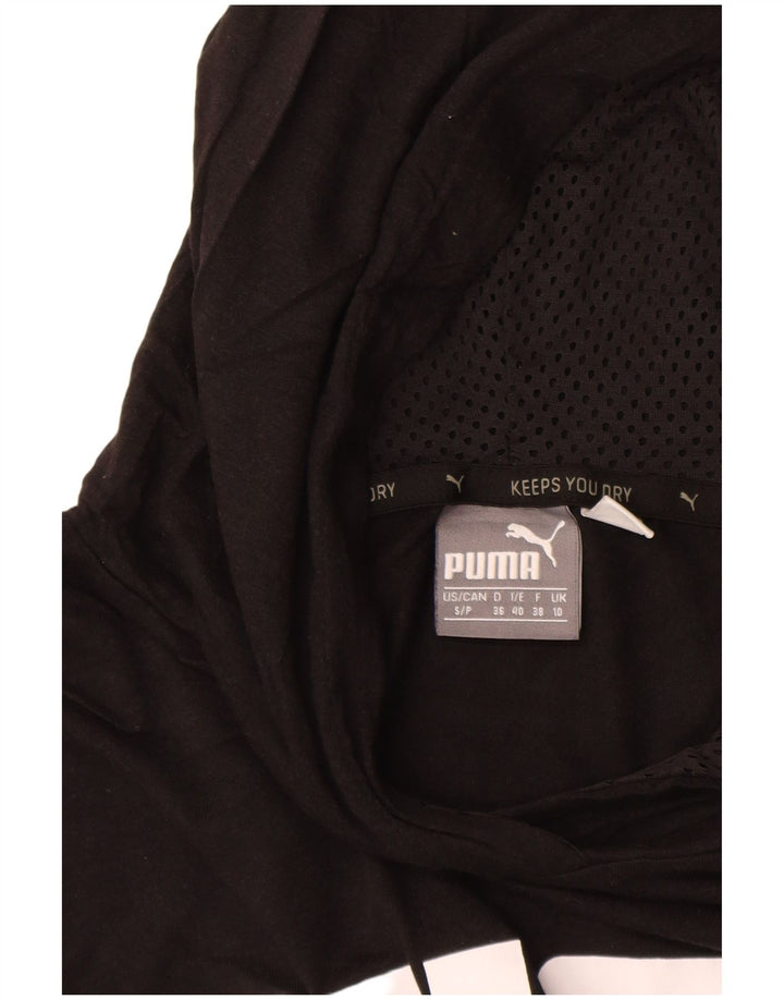 PUMA Damen Übergroßes Kapuzen-Grafikoberteil Langarm UK 10 Small Schwarz