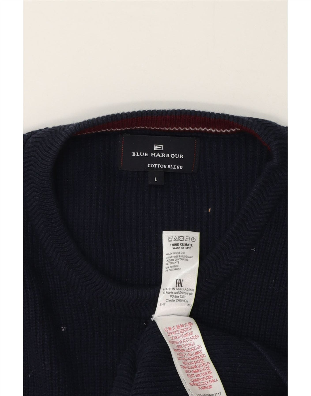 Marks & Spencer Herren Blue Harbour Pullover mit Rundhalsausschnitt, Größe L, Marineblau