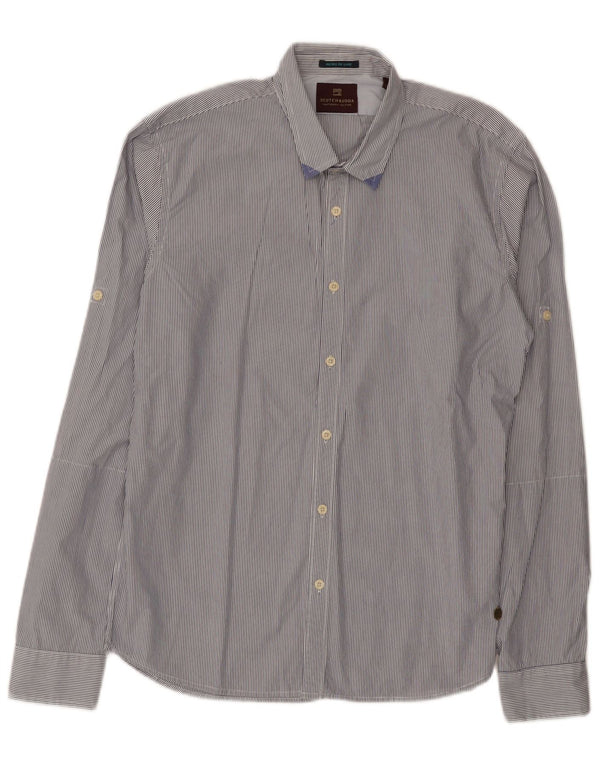 Scotch & Soda Herrenhemd Mittelblaue Nadelstreifen-Baumwolle