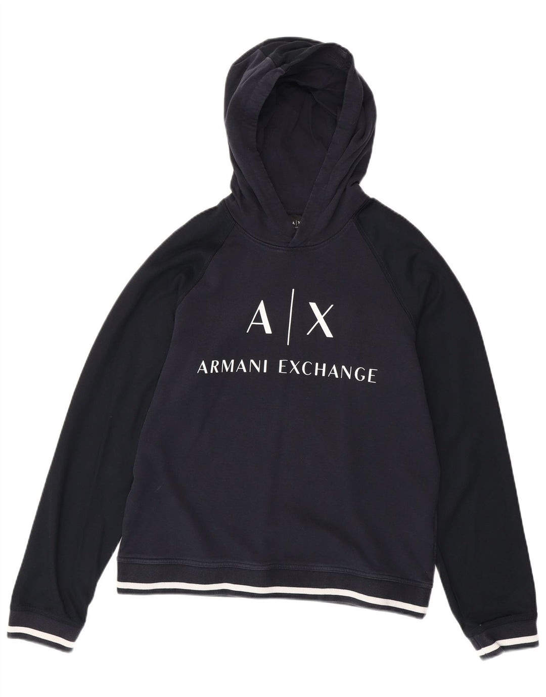 ARMANI EXCHANGE Herren-Kapuzenpullover mit Grafik, groß, marineblaue Baumwolle