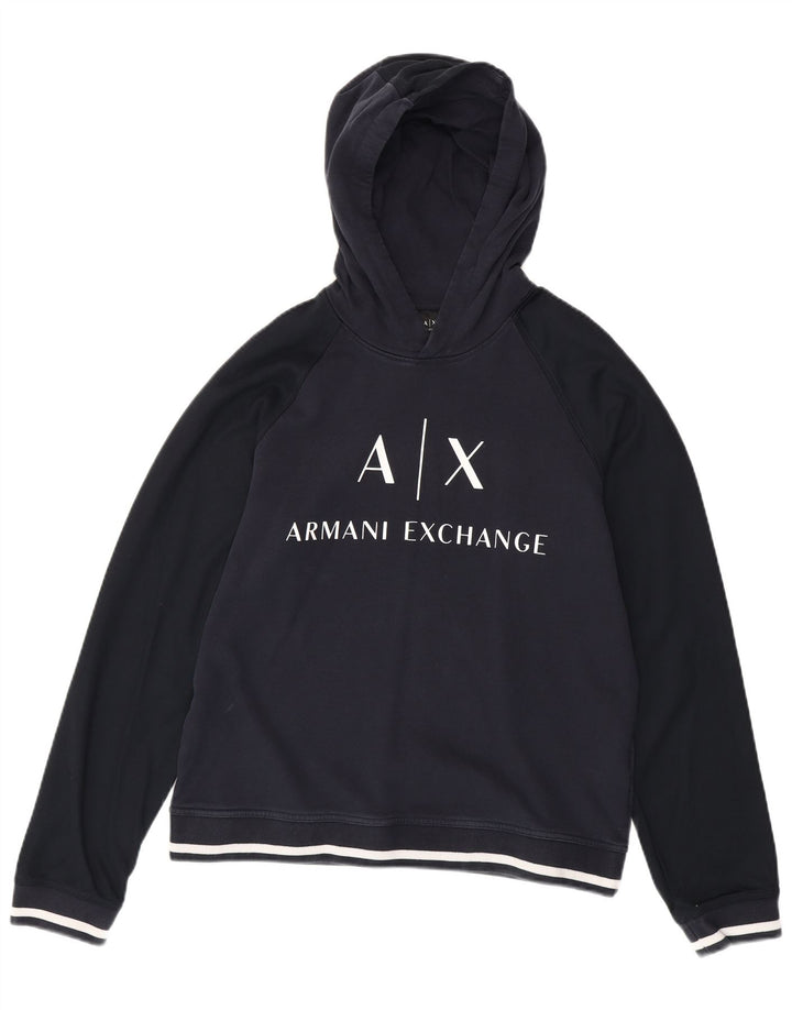 ARMANI EXCHANGE Herren-Kapuzenpullover mit Grafik, groß, marineblaue Baumwolle