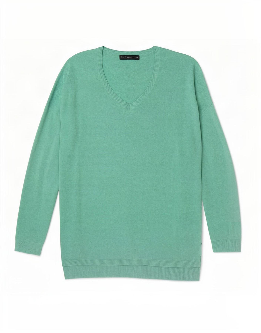 Marks & Spencer Damen-Pullover in Übergröße mit V-Ausschnitt, Gr. 10, Größe S, Grün