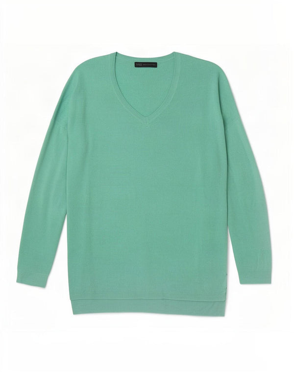 Marks & Spencer Damen-Pullover in Übergröße mit V-Ausschnitt, Gr. 10, Größe S, Grün