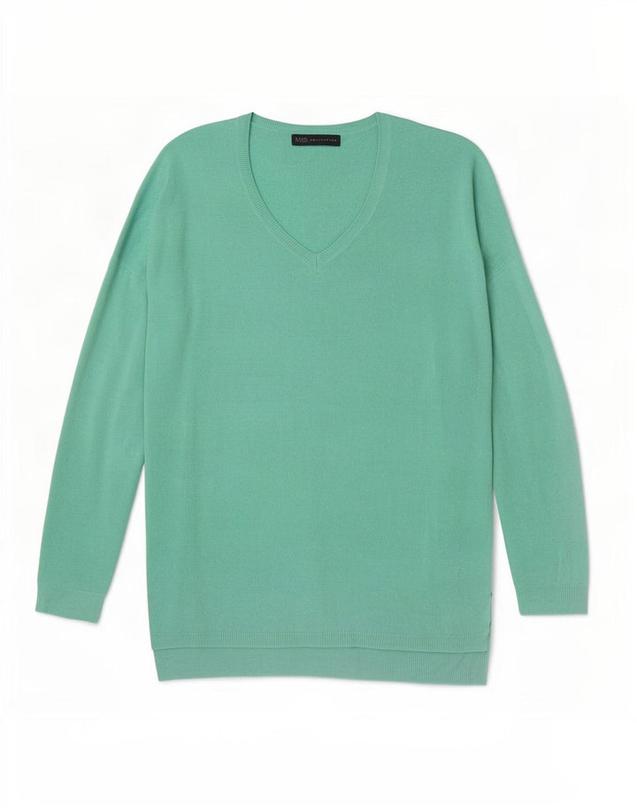 Marks & Spencer Damen-Pullover in Übergröße mit V-Ausschnitt, Gr. 10, Größe S, Grün